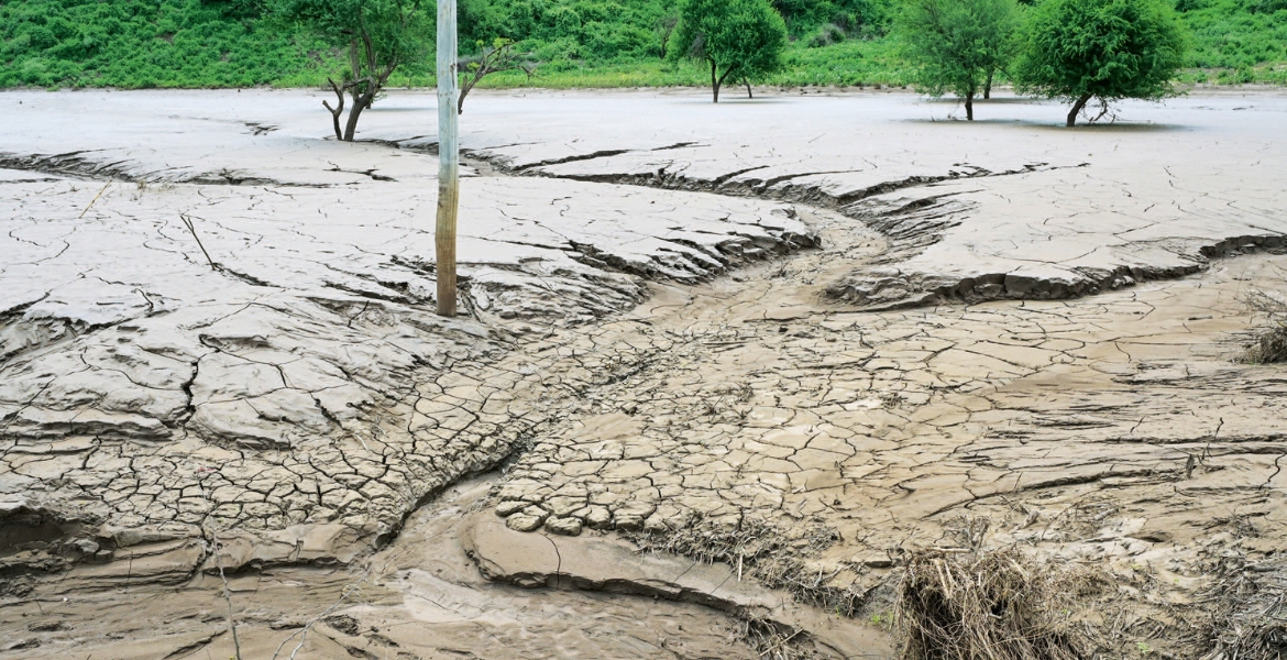 Von Dürre gezeichnete Landschaft in der Region Borana in Äthiopien.