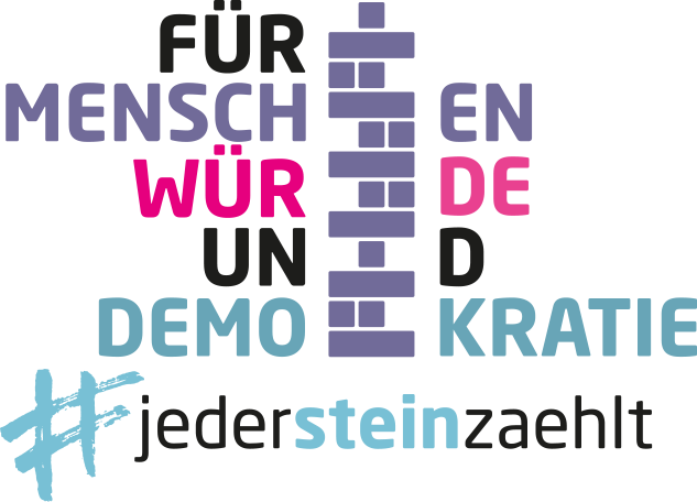  Logo der missio-Bildungskampagne für Menschenwürde und Demokratie #jedersteinzaehlt