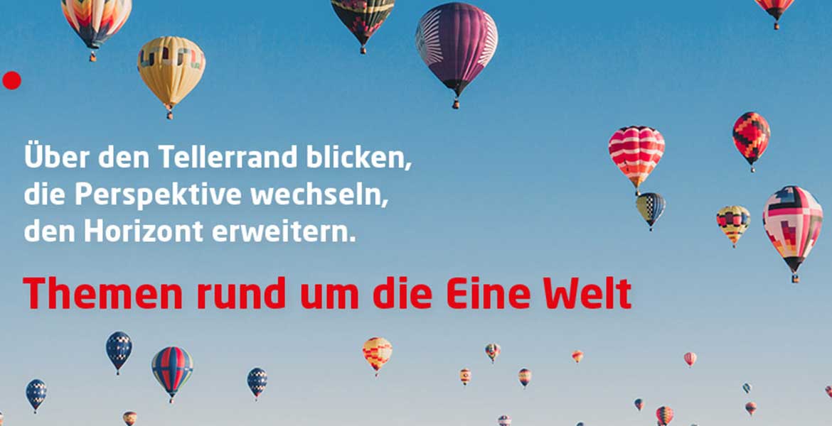 Viele bunte Ballons als Symbolbild für Themen der missiothek, die den Horizont erweitern