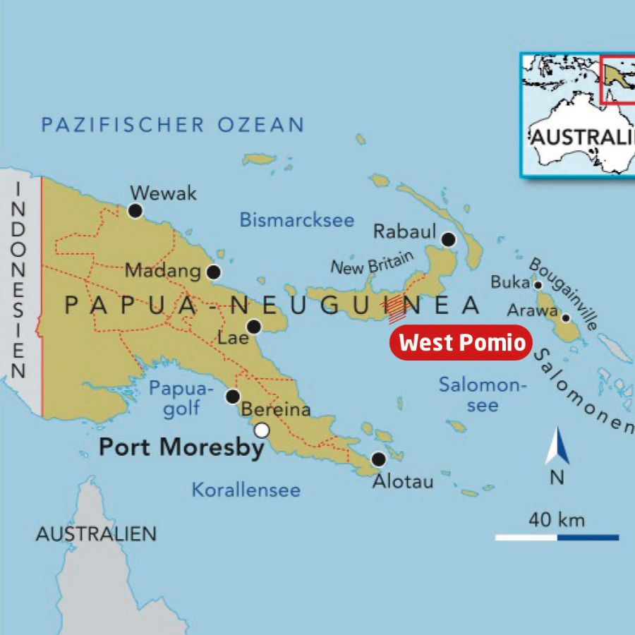 Landkarte von Papua-Neuguinea.