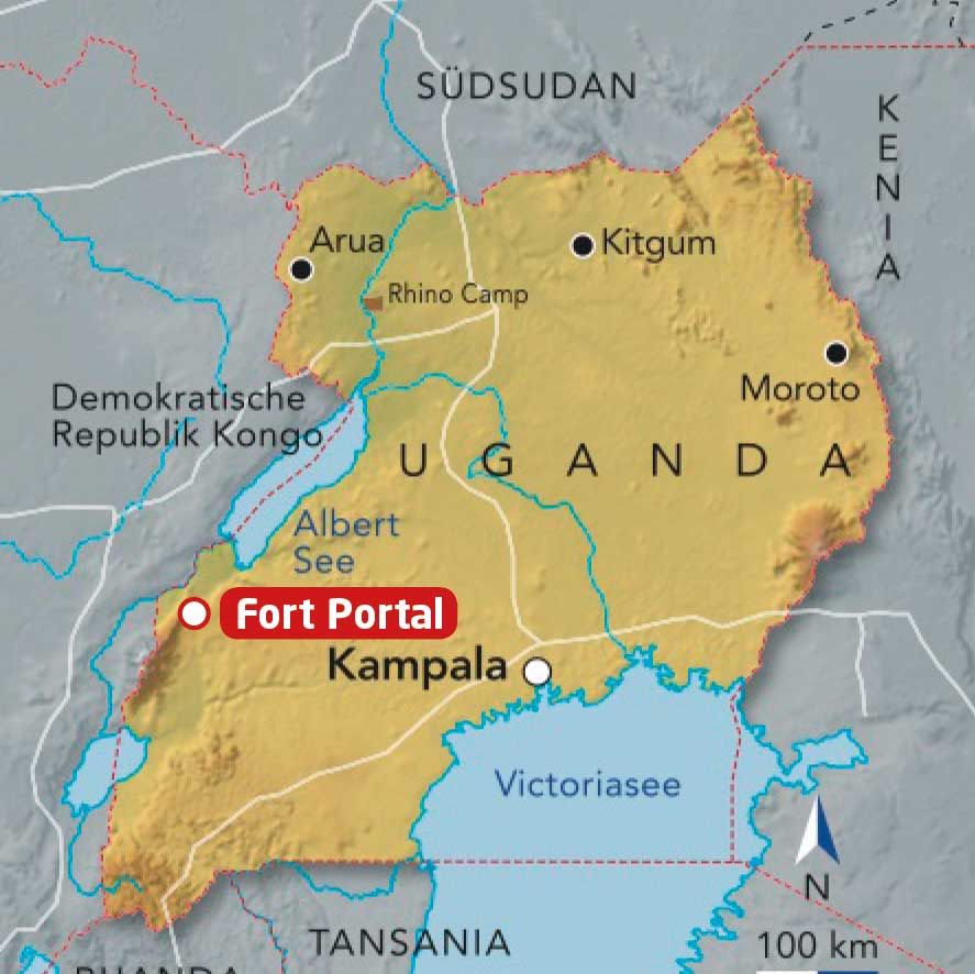 Landkarte von Uganda.