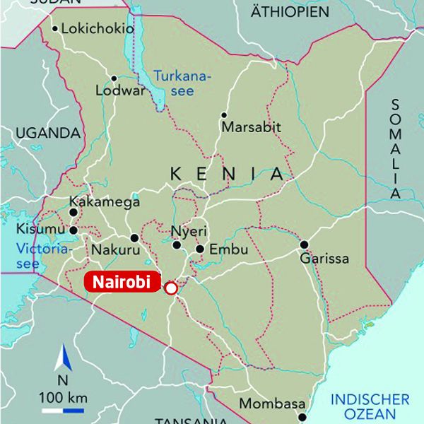 Landkarte von Kenia.